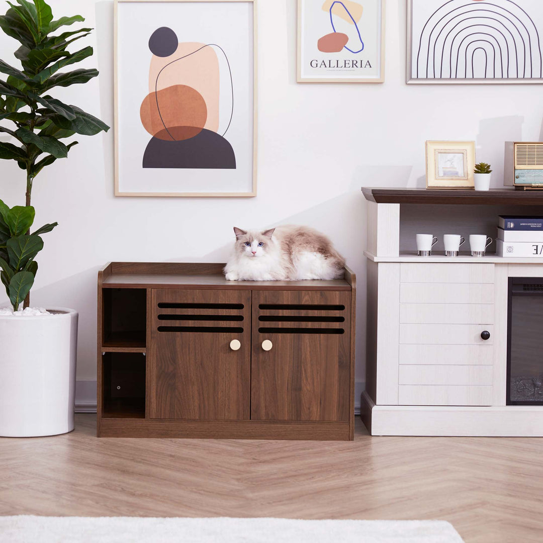 Teamson Pets Robin Large Wooden Cat Litter Box