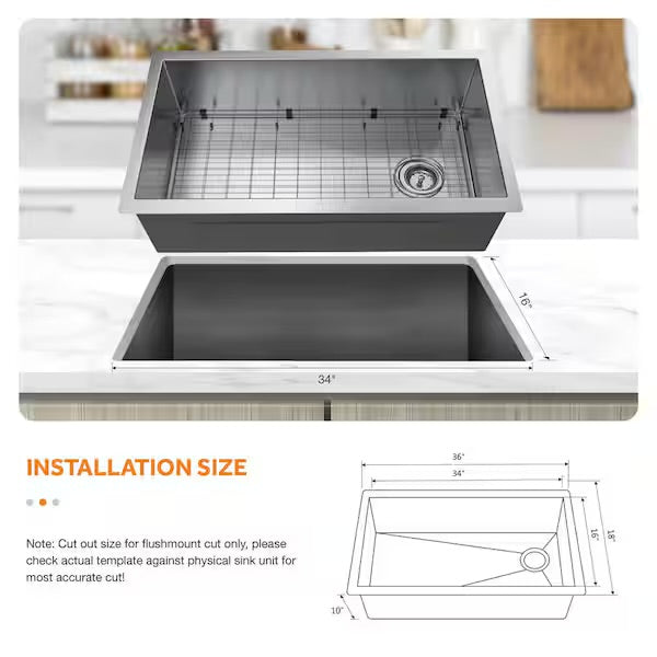 36” Stainless Steel Kitchen Sink with Spring Neck Faucet