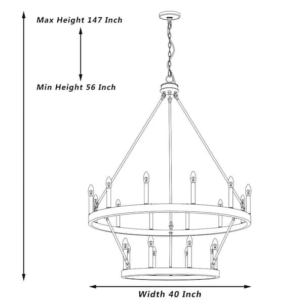 Vanity Art Inch 20-Light Candle Style Wagon Wheel Chandelier