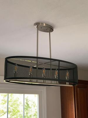 Kichler Edmund Satin Black and Brushed Nickel Industrial Frosted Glass Drum Large (Larger Than 22-in) Pendant Light