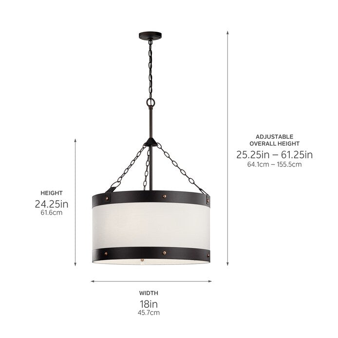 Kichler Rayleigh Olde Bronze Farmhouse Drum Pendant Light