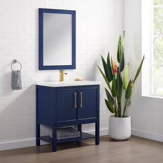 Taylor 30 in. W x 18.5 in. D x 34.5 in. H Bath Vanity in Navy Blue