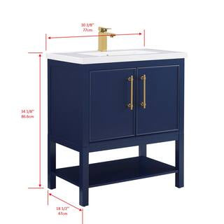Taylor 30 in. W x 18.5 in. D x 34.5 in. H Bath Vanity in Navy Blue