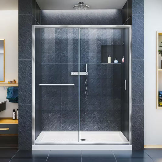 Semi-Frameless Sliding Shower Door in Chrome