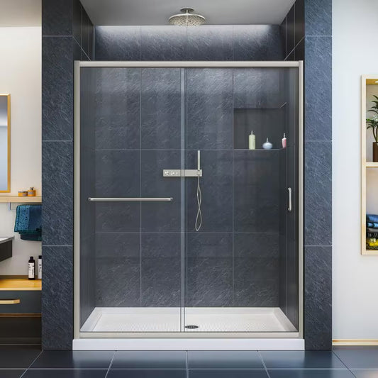 Semi-Frameless Shower Door in Brushed Nickel