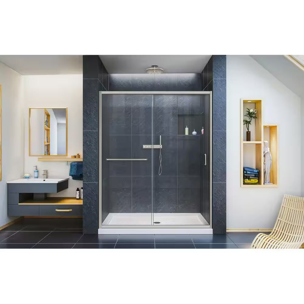 Semi-Frameless Shower Door in Brushed Nickel