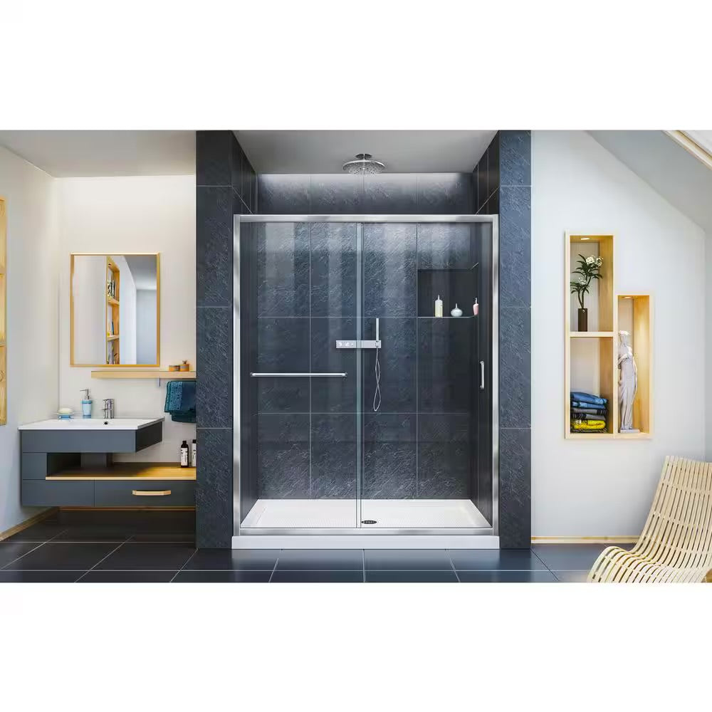 Semi-Frameless Sliding Shower Door in Chrome