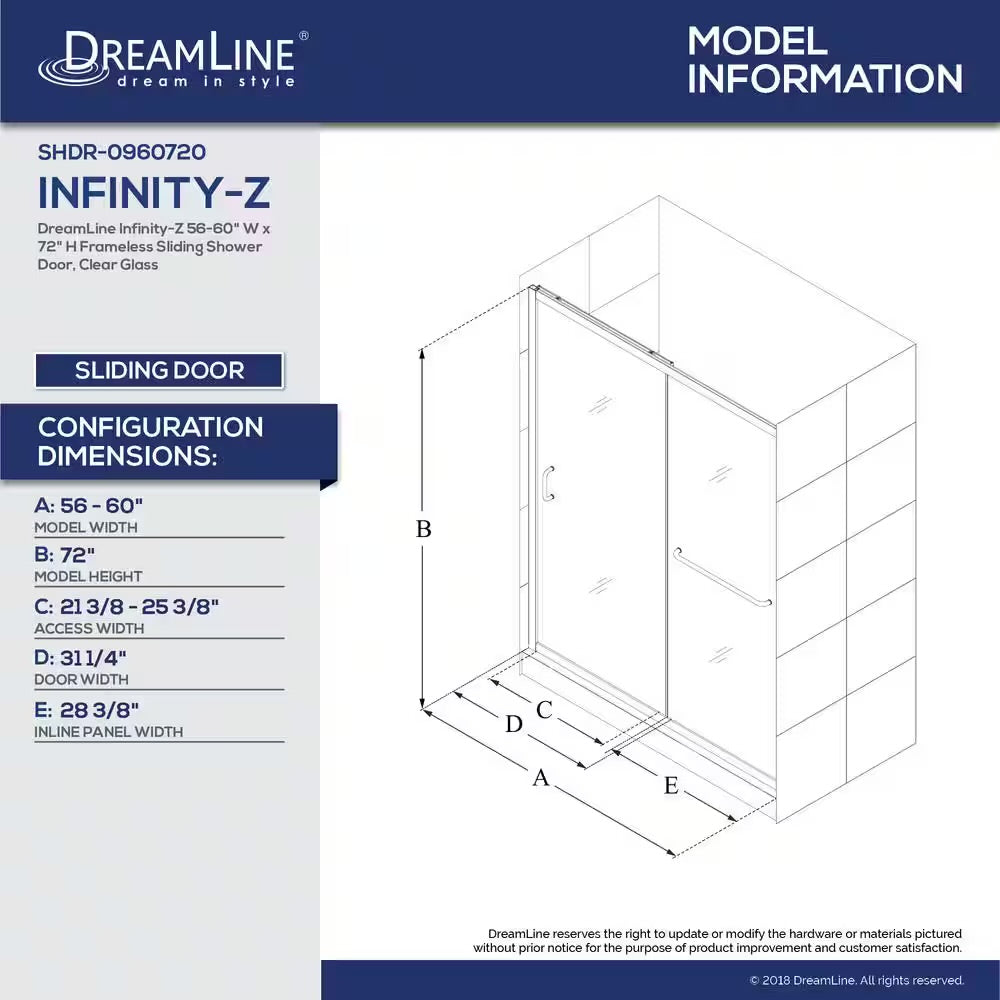 Semi-Frameless Shower Door in Brushed Nickel