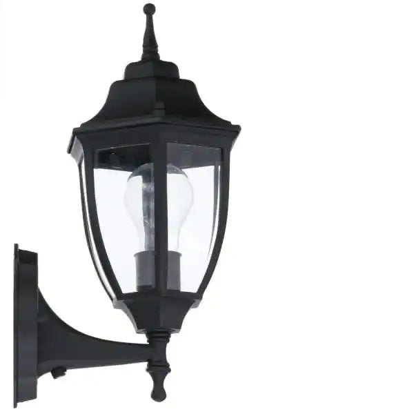 Wall Lantern 1-Light Black Outdoor Sconce with Clear Glass (2-Pack)