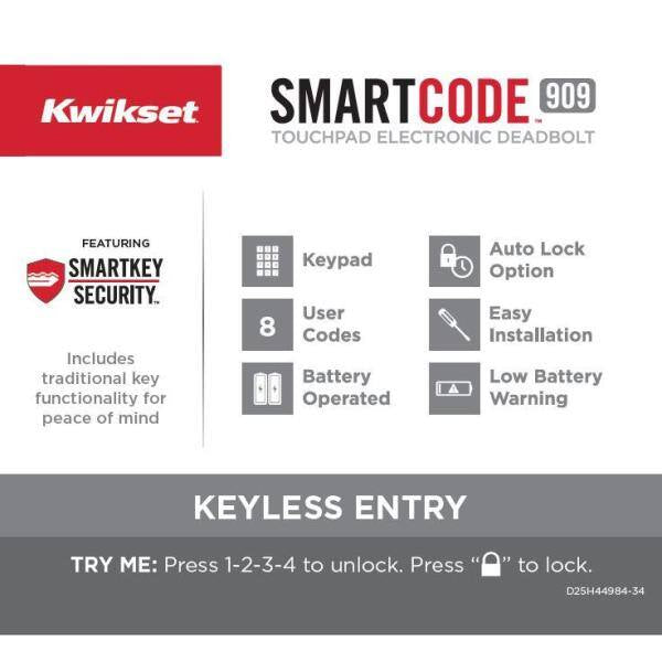 Single Cylinder Keypad Electronic Deadbolt Featuring SmartKey Security