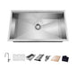 Glacier Bay Zero Radius 33 in. Undermount Single Bowl 18 Gauge Stainless Steel Workstation Kitchen Sink with Pull-Down Faucet