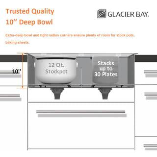 Glacier Bay Zero Radius 33 in. Undermount Single Bowl 18 Gauge Stainless Steel Workstation Kitchen Sink with Pull-Down Faucet