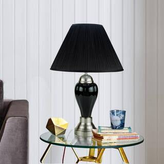 27” Silver & Black Ceramic Table Lamp