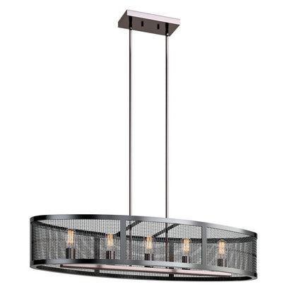 Kichler Edmund Satin Black and Brushed Nickel Industrial Frosted Glass Drum Large (Larger Than 22-in) Pendant Light