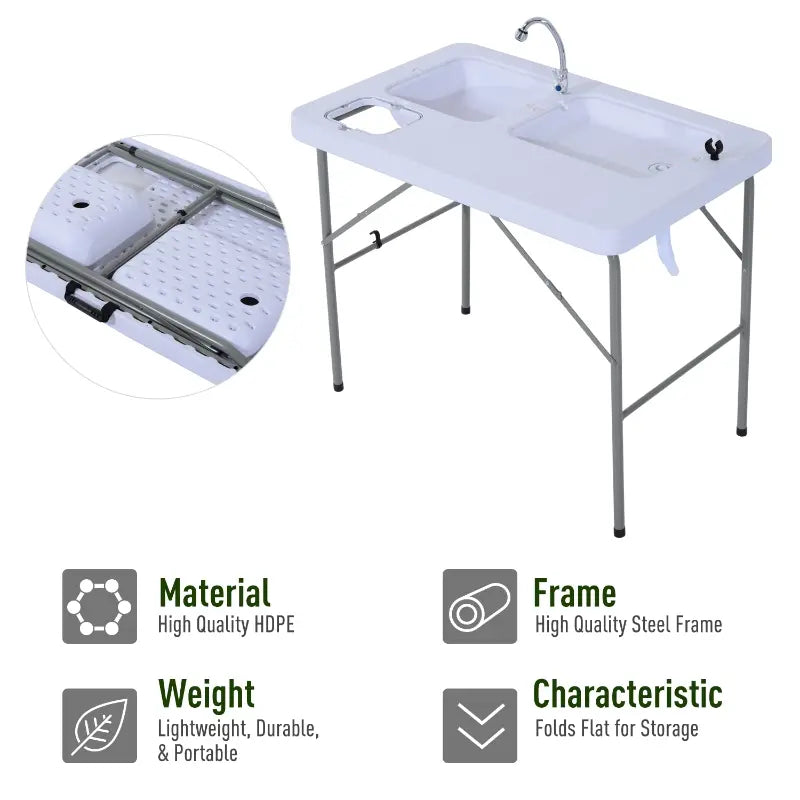 40" Portable Camping Table with Faucet