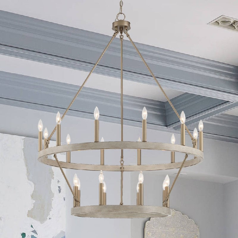 Vanity Art Inch 20-Light Candle Style Wagon Wheel Chandelier