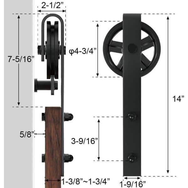 WINSOON 8 ft. /96 in. Frosted Black Sliding Barn Door Track