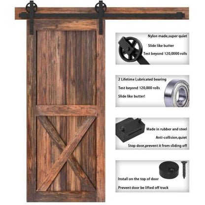 WINSOON 8 ft. /96 in. Frosted Black Sliding Barn Door Track