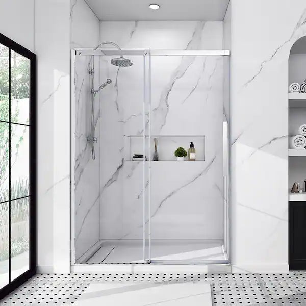 Semi-Frameless Sliding Shower Door in Chrome