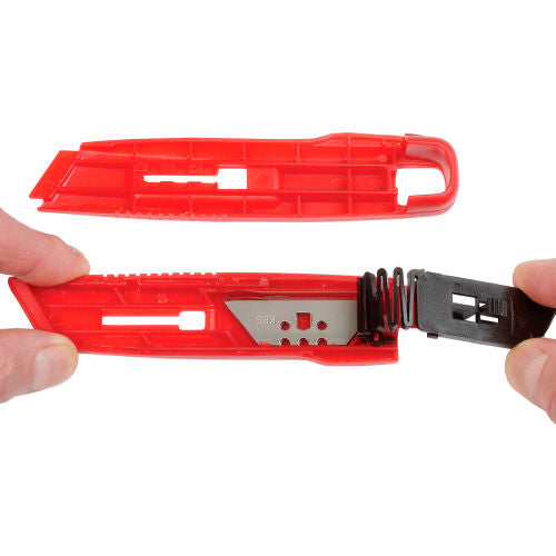 Self-Retracting Plastic Safety Box Cutter With 6 Blades - Pkg Qty 12