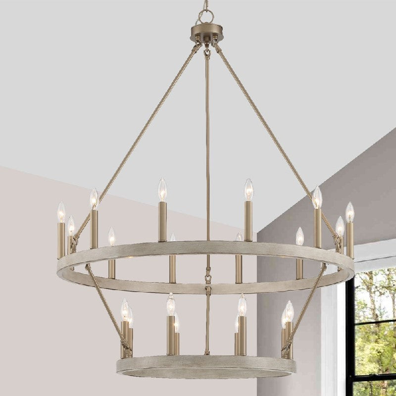 Vanity Art Inch 20-Light Candle Style Wagon Wheel Chandelier